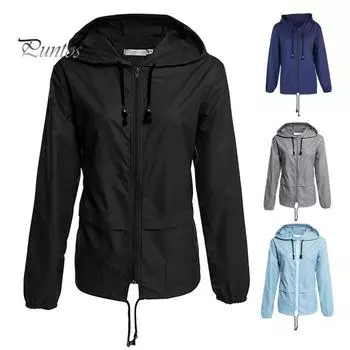 Женская куртка-дождевик, легкая, свободного кроя, повседневная, для кемпинга, пешего туризма, с капюшоном, с подкладкой, водонепроницаемая ветровка с карманами S серый