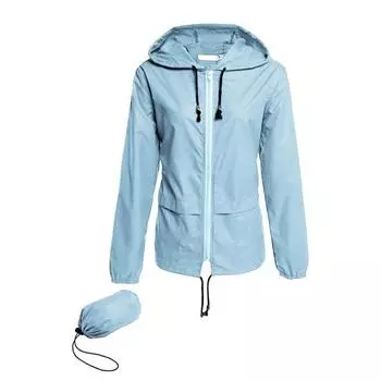 Женская куртка-дождевик, легкая, свободного кроя, повседневная, для кемпинга, пешего туризма, с капюшоном, с подкладкой, водонепроницаемая ветровка с карманами S синий