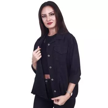 Женская куртка Fierte Pry2034 с длинным рукавом и пуговицами из ломкого хлопка