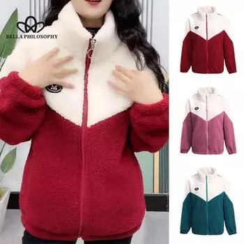 Женская куртка, хлопковое пальто, топы из овечьего флиса, полиэстер, толстое стеганое пальто, цветное теплое 2XL розовый