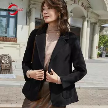 Женская куртка из 100% шерсти, СОВРЕМЕННАЯ НОВАЯ SAGA, осеннее шерстяное пальто, зимние теплые шерстяные куртки, блейзер, женские кашемировые пальто S бежевый