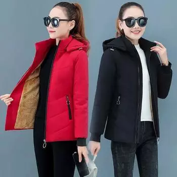 Женская куртка из бархата и хлопка, женская зимняя флисовая теплая с капюшоном, модное пальто, женские пуховые куртки, пальто размера S-5XL, большие размеры 5XL