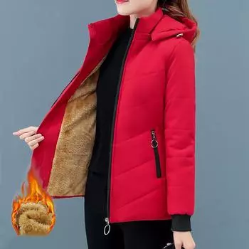 Женская куртка из бархата и хлопка, женская зимняя флисовая теплая куртка с капюшоном, модное пальто, женские пуховики XXXXXL чёрный