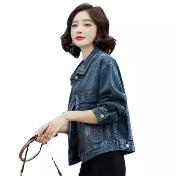 Женская куртка из денима Heavy Industry с бисером 2024 года, весна и осень, универсальный свободный выпуск, топ из денима Foreign S 80 - 50 kg