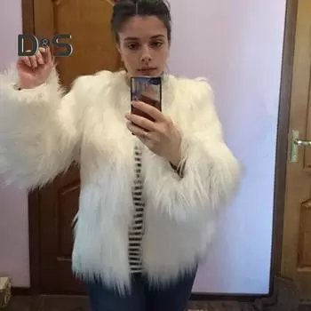 Женская куртка из искусственного меха, теплое плюшевое пальто с круглым вырезом, осень-зима, с длинным рукавом, однотонное меховое пальто для повседневной уличной одежды, шоппинг XL синий