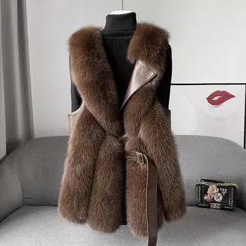 Женская куртка из искусственного меха, уличная толстая роскошная женская куртка без рукавов, пушистое теплое свободное женское пальто на шнуровке M белый