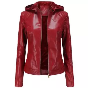Женская куртка из искусственной кожи, теплая зимняя флисовая подкладка с капюшоном из искусственной кожи, байкерский пиджак-бомбер, короткое укороченное мото-пальто, классическая мотоциклетная верхняя одежда, S-3XL, большие размеры S верблюд