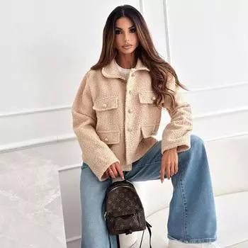 Женская куртка из кашемира и шерсти с декоративными пуговицами на лацканах 2024 года S чёрный