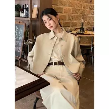 Женская куртка из мягкой кожи 2024 года: Чистый, повседневный, простой, универсальный корейский стиль. One Size