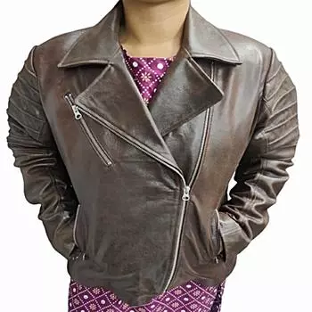 Женская куртка из натуральной кожи ягненка, облегающая молния с перекрестной молнией, ретро-стиль Брандо, байкерский мотоцикл в стиле ретро, классический кафе-рейсер, кожаная куртка, подарок для нее