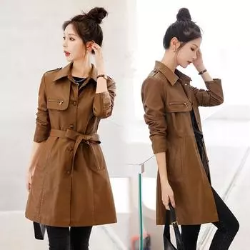 Женская куртка из натуральной кожи, средней длины, на осень и зиму, новая модная ветровка из овчины в корейском стиле M