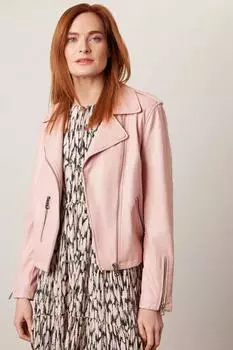 Женская куртка из натуральной овчины, байкерская, мотоциклетная, ручная работа, стильная, повседневная XS розовый