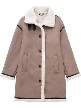 Женская куртка из овечьей шерсти, мягкая теплая зимняя куртка с длинными рукавами и карманами, женское однобортное пальто цвета хаки с лацканами, шикарные топы XS хаки