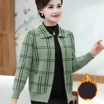 Женская куртка из тонкого бархата с длинными рукавами на осень и зиму для людей среднего и пожилого возраста, элегантная приталенная куртка 5XL