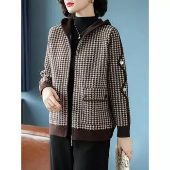 Женская куртка-кардиган с капюшоном и застежкой-молнией больших размеров на весну и осень 4XL