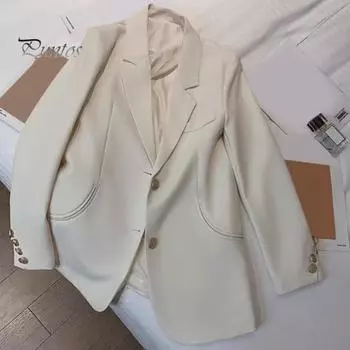 Женская куртка, костюм, повседневный офисный пиджак, женское пальто с воротником с лацканами, деловая куртка для работы, вечеринки, отдыха на природе M чёрный