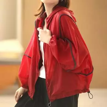 Женская куртка, легкая солнцезащитная одежда, летнее пальто с защитой от ультрафиолета, дышащее корейское модное свободное пальто S белый