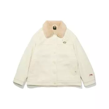 Женская куртка Li Ning Plain Letter Print Fleece Collar Jacket Off-White AFDT014-2 M