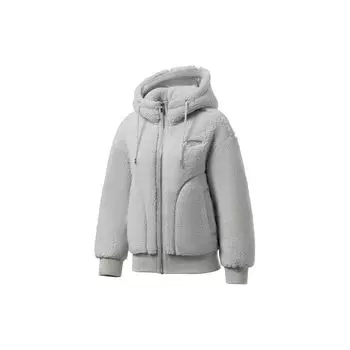 Женская куртка Li Ning Training Series с флисовой подкладкой и капюшоном 3D, серая AWDR912-5 XXL