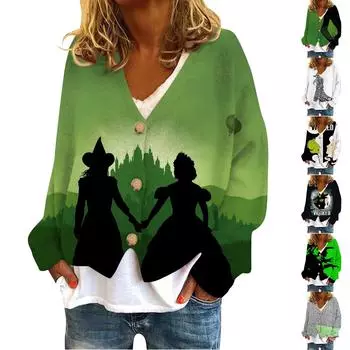 Женская куртка модная повседневная с принтом с длинным рукавом L армия зеленый