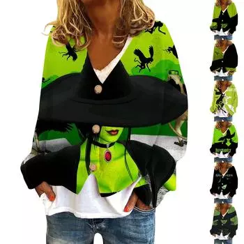 Женская куртка модная повседневная с принтом с длинным рукавом S