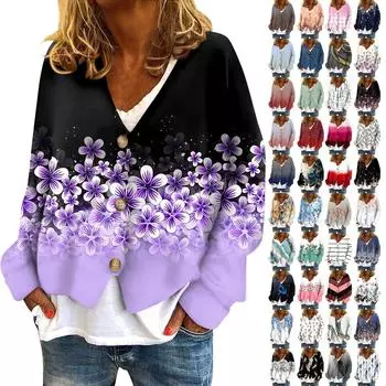 Женская куртка, модная, повседневная, с рождественским принтом, с длинным рукавом, пальто L чёрный