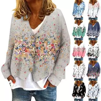 Женская куртка, модная, повседневная, с рождественским принтом, с длинным рукавом, пальто L чёрный