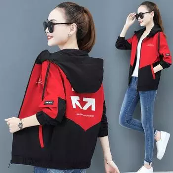 Женская куртка на весну и осень, тонкая секция большого размера с капюшоном и застежкой-молнией, повседневная спортивная универсальная куртка 4XL