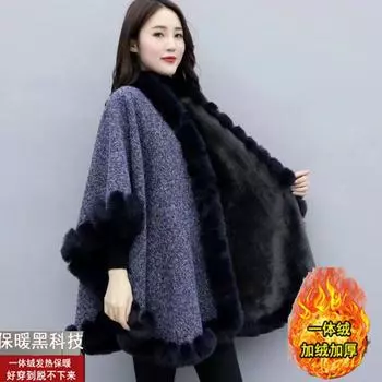 Женская куртка-накидка, толстый осенне-зимний свитер, женская верхняя одежда, утолщенный флис, женская новая верхняя одежда M 90-55kg