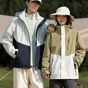 Женская куртка нового стиля осень-зима ветрозащитная водонепроницаемая куртка три в одном для кемпинга походная ветровка верхняя одежда M бежевый