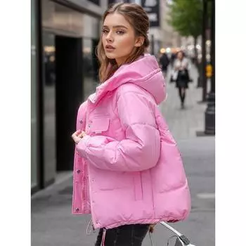 Женская куртка осень-зима больших размеров с короткими рукавами, утепленная, свободная, однотонная, с капюшоном, с защитой от холода и ветра 3XL