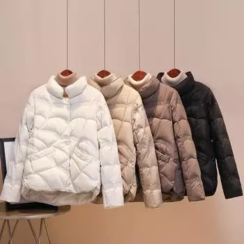 Женская куртка осень-зима парки женские легкие тонкие пуховые хлопковые пальто женские повседневные короткие теплые базовые верхние одежды для женщин S хаки