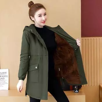 Женская куртка осень-зима плюс бархат утолщенный большой размер стеганый уличный длинный пальто теплый топ XXXXL