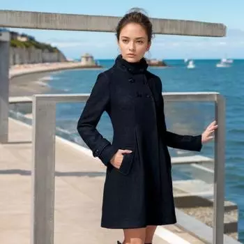 Женская куртка осень-зима средней длины из плотной теплой смешанной шерсти, пальто с капюшоном, накидка, шаль, пальто, куртка с капюшоном, женская одежда XXXL чёрный