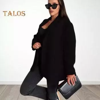 Женская куртка осень-зима, теплая, с толстым воротником-лацканом, свободная, повседневная, шерстяная, однобортная, свободного покроя, с длинными рукавами L белый