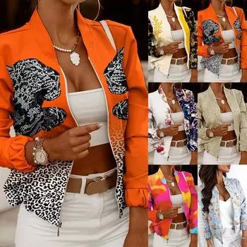 Женская куртка, осенне-зимняя куртка, повседневный пиджак на молнии в стиле ретро, женский пиджак 2XL бежевый