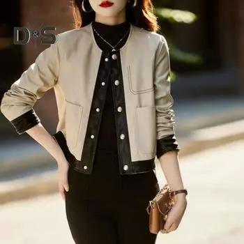 Женская куртка осенняя повседневная одежда с длинными рукавами на пуговицах, приталенная женская куртка в стиле ретро, верхняя одежда L чёрный