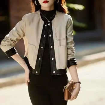 Женская куртка осенняя повседневная одежда с длинными рукавами на пуговицах, приталенная женская куртка в стиле ретро, верхняя одежда L чёрный