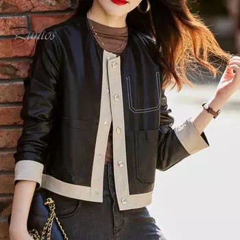 Женская куртка осенняя повседневная одежда с длинными рукавами на пуговицах, приталенная женская куртка в стиле ретро, верхняя одежда L чёрный