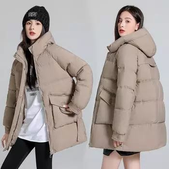 Женская куртка-пальто, зима 2023, новая модная свободная и тонкая куртка с мягкой подкладкой, теплая хлебная куртка M белый