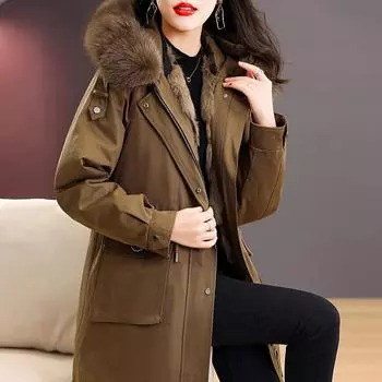 Женская куртка Pie Overcome с маленьким мехом и женской съемной мохнатой подкладкой Haining Mom One Clothes Three Wear Short Jacket M серый