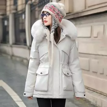 Женская куртка-пирог, альпинистская, рабочая, пуховая, средней длины, свободного кроя, теплая, модная, зимняя, новая M белый