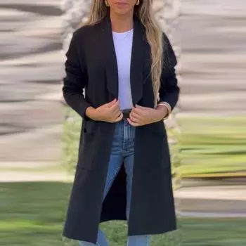 Женская куртка повседневная с длинным рукавом свободного покроя пальто зимняя верхняя одежда с карманом S