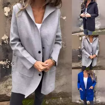 Женская куртка повседневная с длинным рукавом свободного покроя пальто зимняя верхняя одежда с карманом S чёрный