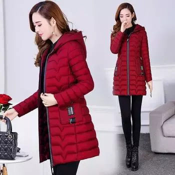 Женская куртка-пуховик большого размера на осень и зиму, однотонная, средней длины, с капюшоном и лацканами, свободная, теплая, удобная верхняя одежда 6XL