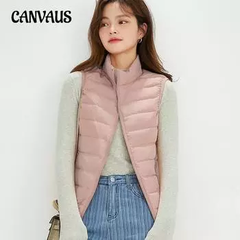 Женская куртка-пуховик большого размера с воротником-стойкой, легкая, бесшовная, короткая, жилет, пуховик S белый