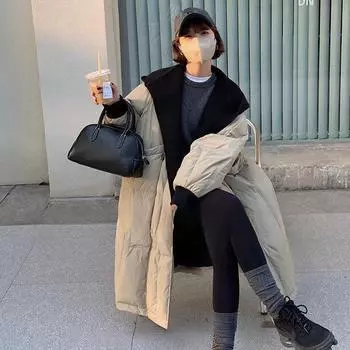 Женская куртка-пуховик из белого утиного пуха с капюшоном, поддельная, из двух частей, 2024, зимняя новая женская корейская версия, пальто из двух предметов One Size