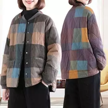 Женская куртка-пуховик из хлопка, удобная, свободная, женская, зимняя, теплая, парка, пальто большого размера, ретро, универсальная, женская верхняя одежда M фиолетовый