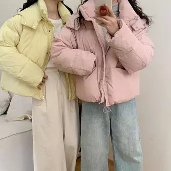 Женская куртка-пуховик с капюшоном цвета конфет, зимняя мода 2024 года, с маленьким карманом, белая утиная пуховая утепленная куртка One size