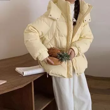 Женская куртка-пуховик с капюшоном, зима 2024, новая модная теплая белая куртка-пуховик на утином пуху S